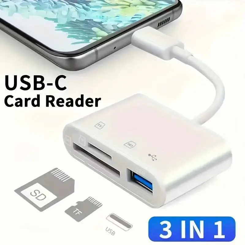 3-In-1 Multifunctional USB Type-C Memory Card Reader, Supports Micro SD, Ideal for Data Transfer, Compatible with Computers & Smartphones, Usbc Sd Card Reader