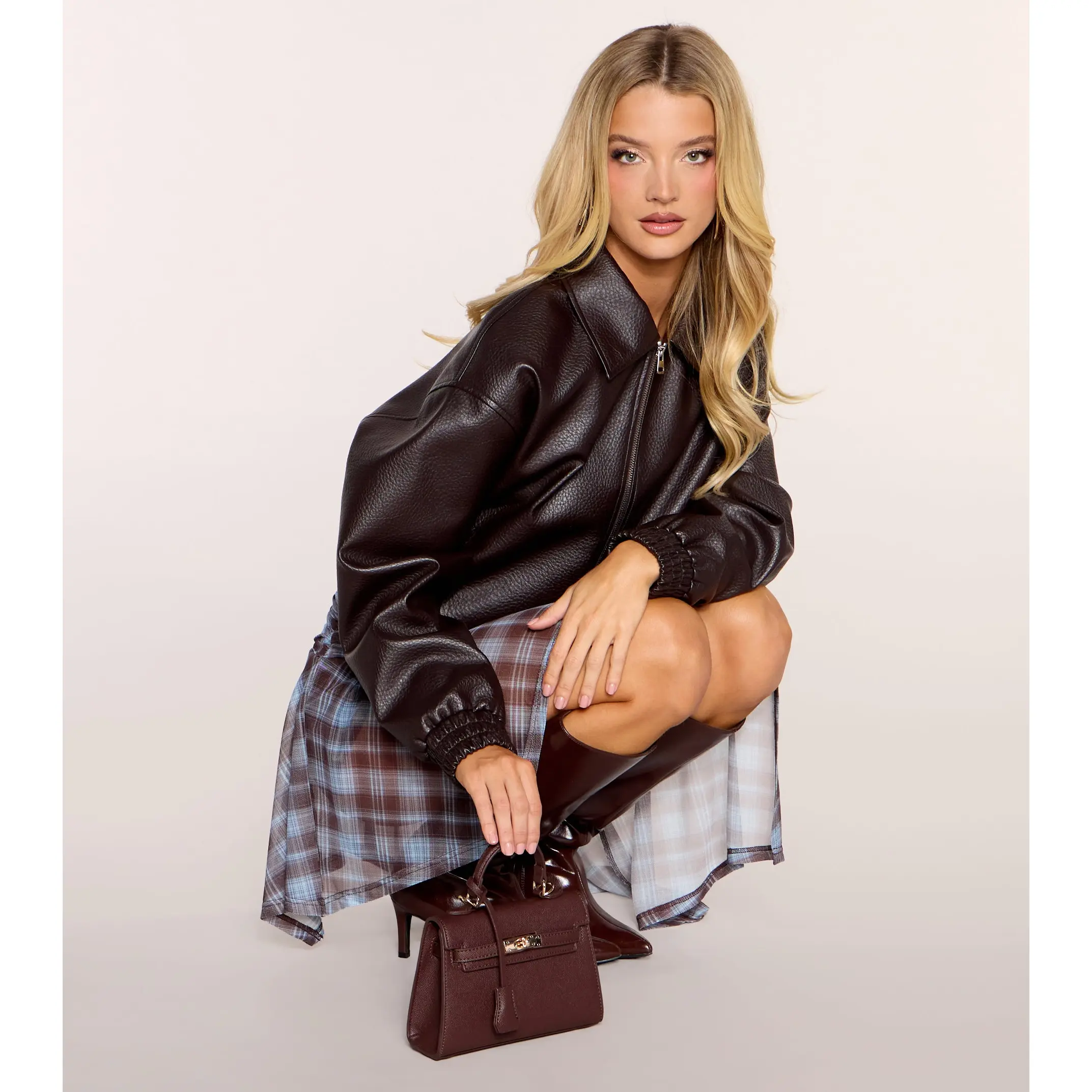 Effortless Edge Faux Leather Bomber Jacket