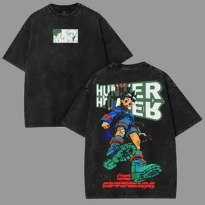 Gon HXH Wild Hunter Boy – Vintage Washed Tee with Green Aura Fighter Graphic, Hunter Anime Inspired Streetwear & Retro Shonen Aesthetic