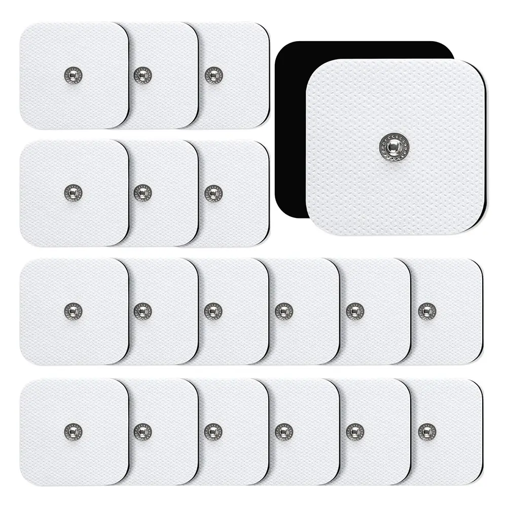 10/20/50/100pcs Replacement Reusable TENS Massager Electrode Pads EMS Muscle Stimulator Conductive Gel Pads for Body Relaxation Pain Relief Physical Therapy Device Accessories 3.5mm Snap Attachment