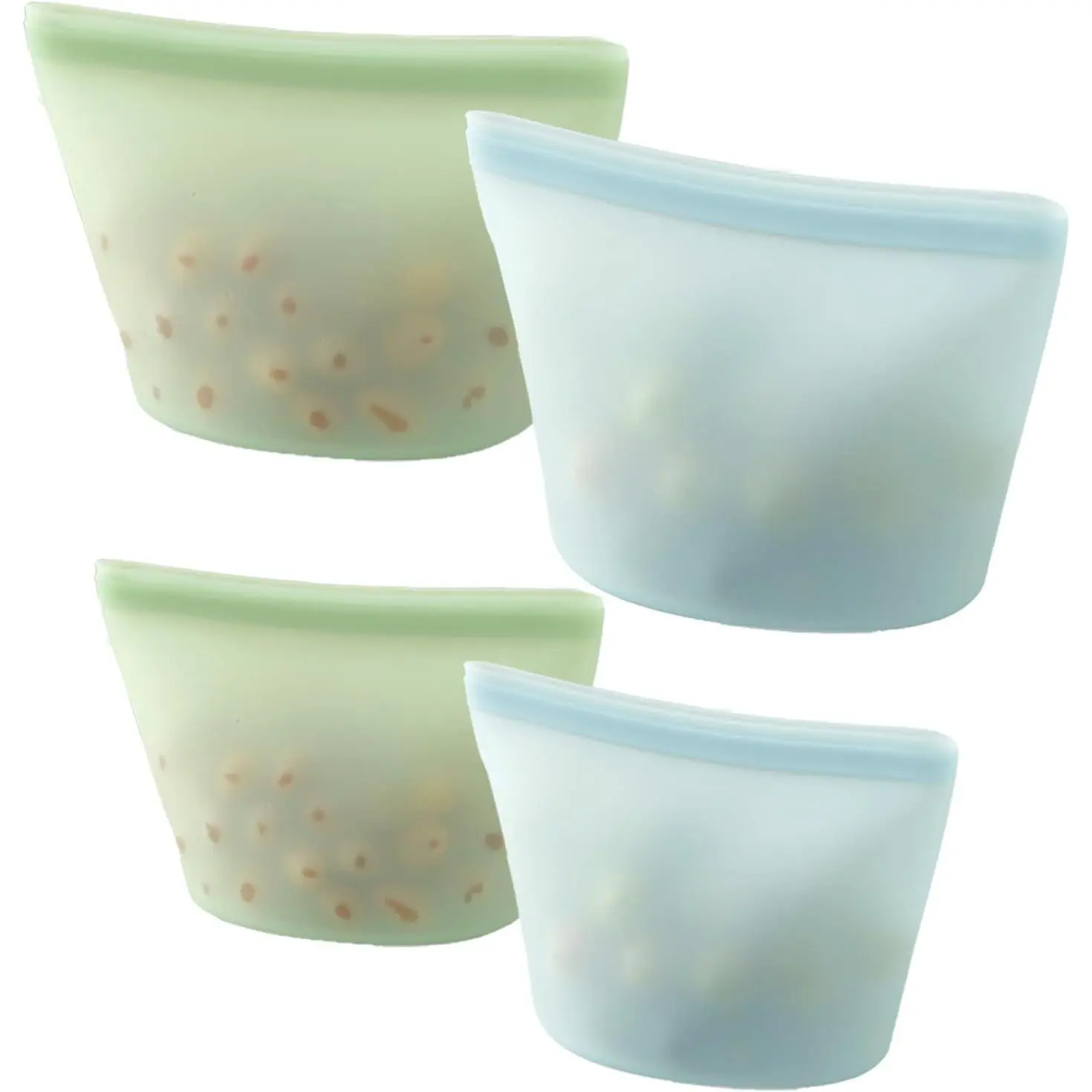 QUSEVOO 4 Pack Stackable Airtight Reusable Silicone Storage Bags Set - Leakproof Stand-Up Freezer Bags, Microwave & Dishwasher Safe, Airtight/Non-Porous/Food-Safe Containers for Meal Prep (2 Large 34 oz + 2 Medium 17 oz), Airtight Food Containers