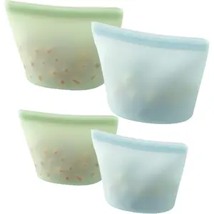 4 Pack Reusable Silicone Food Storage Bags, Leakproof Stand-Up Freezer Bags, Microwave & Dishwasher Safe, for Meal Prep, Snacks, Baby Food \u2013 2 Large (34 oz) + 2 Medium (17 oz) Containers Kitchen Utensils box
