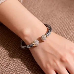 Affordable Luxury Twisted Cable Bracelet | Silver-Gold Tone Bangle with Paved CZ Clasp | Chic Everyday & Party Jewelry | Must-Have Accessory  #TikTokFashion #LuxuryAccessories