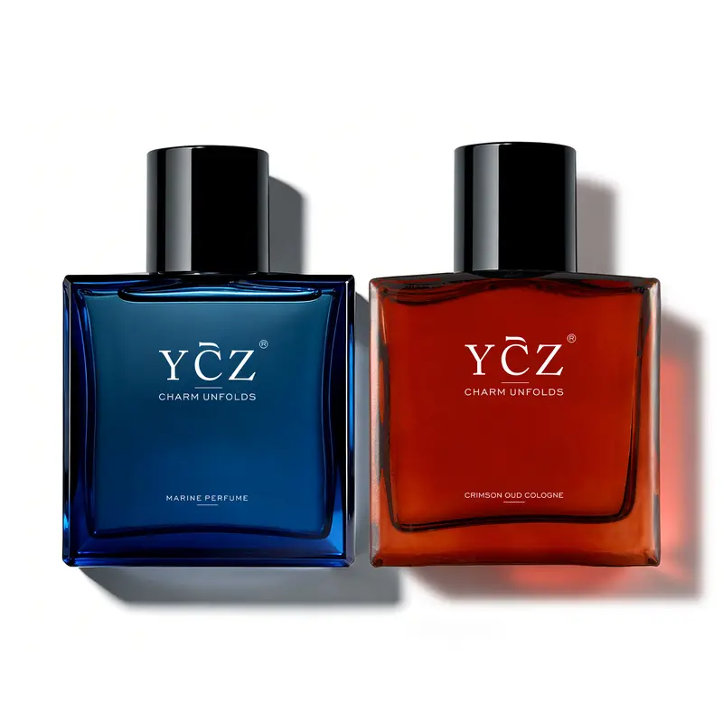[YCZ] Fragrance Ensemble, Men's Cologne & Unisex Fragrance Set - 2×50 mL Midnight Marine & Crimson Oud, Fresh Marine & Woody Oud Scents, Long Lasting, Vegan, Cruelty-Free, Chemical Free, Contains Alcohol,familyfun