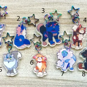 Warrior Cat Protagonist-Inspired Holographic Acrylic Keychains