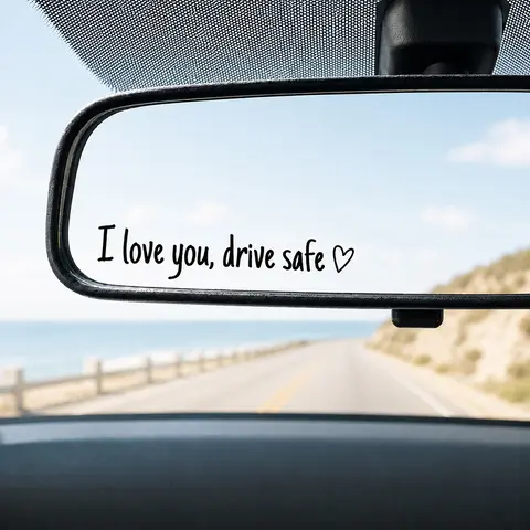 Handwritten Font "I Love You Drive Safe" 3.9x0.9" Anti-Fade Waterproof Vinyl Decal - Peel-Stick Car Accessories Interior, Sentimental Gift for Loved Ones