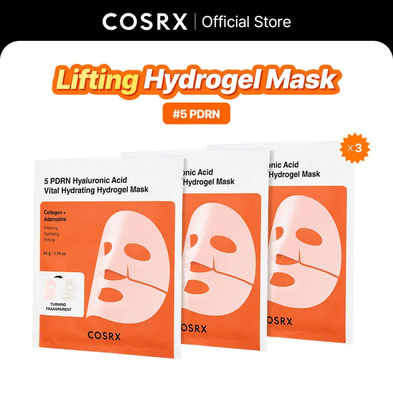 [COSRX Official] 5 PDRN Hyaluronic Acid Vital Gel Mask 3 Sheets Hydrating Hydrogel for Vitality Glow & Firmness with PDRN & Hyaluronic Acid Collagen Moisturizing Mask Collagen Moisturizing Mask