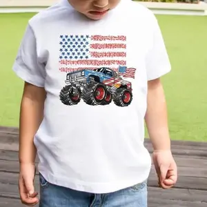 Youth and Adult Monster Truck 250 Anniversary USA July 4th American Flag Independence Day Tee Patriot Cotton T-shirt, Apparel Made In The USA	