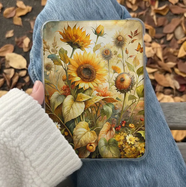 Sunflowers Bookish Kindle Insert Card for Clear Case - Device Accessory, Aesthetic Vibe Decor for Book Lovers, Cozy Reading Accessory