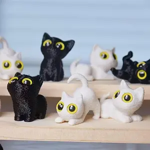 5-Piece Mini Statue Set, Cute Cat Figurines with Realistic Eyes, Perfect for Office Desk Decor, Holiday Party Gifts, Home Collection, Cute Collectible Figurines