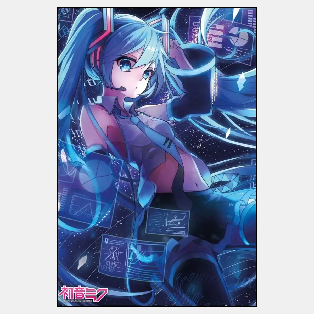 Hatsune Miku Screen Anime Poster, Waifu Miku Vocaloid Wall Art, Musical Artist, Unframed High Quality Art Print, Home Decor, Gifts for Him Her
