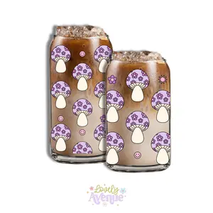 Purple Daisy Mushies - Glass Cup
