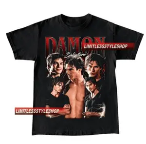 Vintage Damon Salvatore T-Shirt, Unisex Man And Women Graphic Tee, The Vampire Diaries Shirt, Ian Somerhalder Merch, Unisex Cotton Graphic Spandex Casual Cotton Sweatshirt, Hoodie