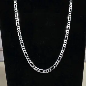 Elegant Sterling Silver .925 Figaro Chain Necklace for Men and Women - 24 Inch Length x 6mm wide - Durable and Stylish Jewelry Accessory