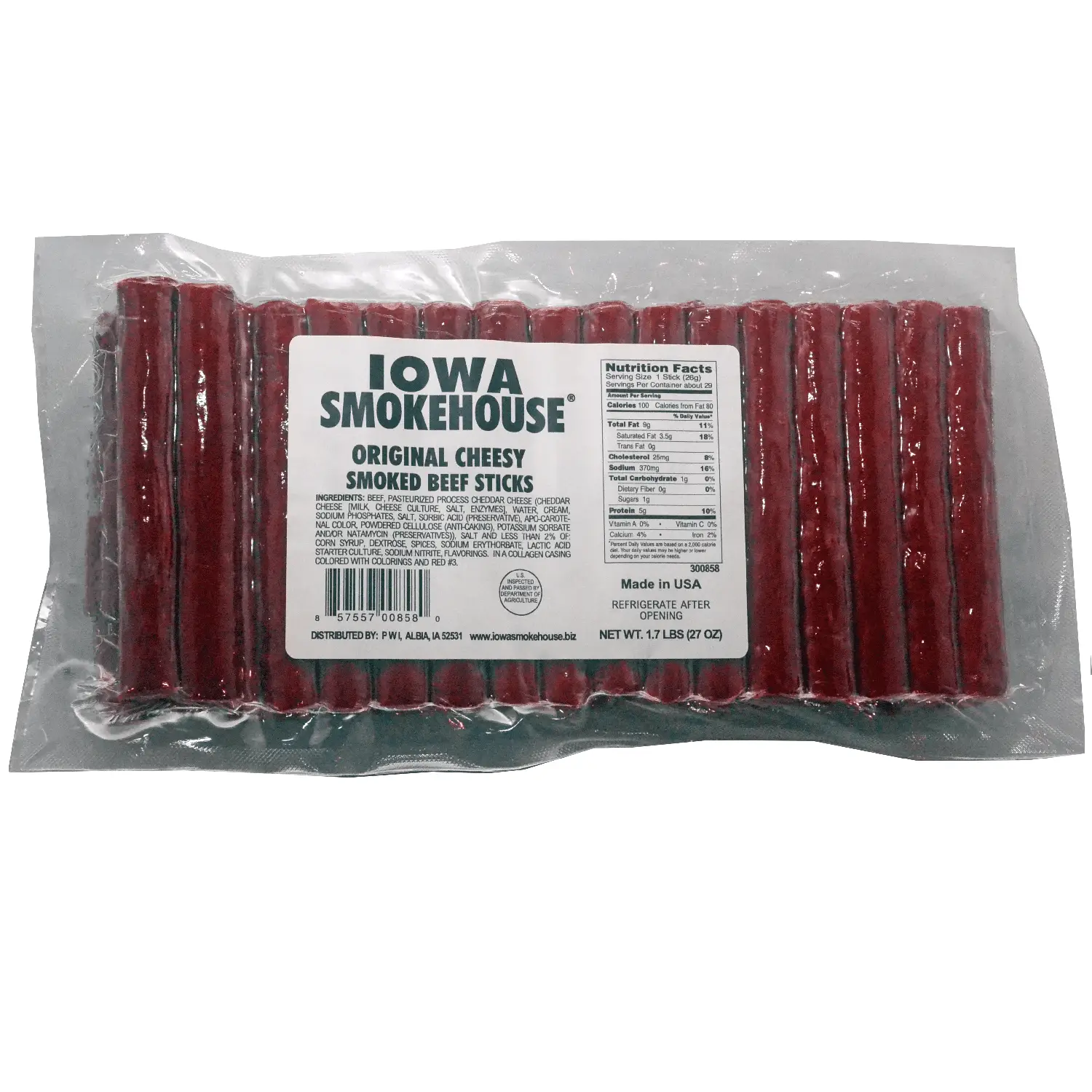 27 oz Smoked Beef Sticks Cheesy Original