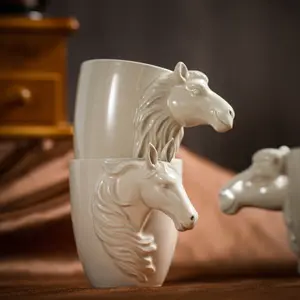 Viral 3D Horse Head Coffee Mug, Handcrafted Ceramic Espresso Cup, Unique Equestrian Gift, Aesthetic Office Desk Decor, Retro Middle Eastern Style Cup