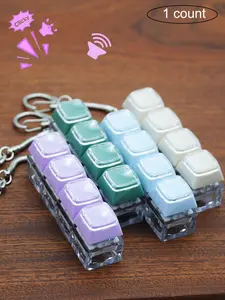 1pc Keyboard Clicker Fidget Keychain Keyboard Button Fidget Toy 4 Buttons Finger Keyboard Clicker Fidget Keychain Mechanical Keyboard Button Keychain Perfect for Relieving Stress