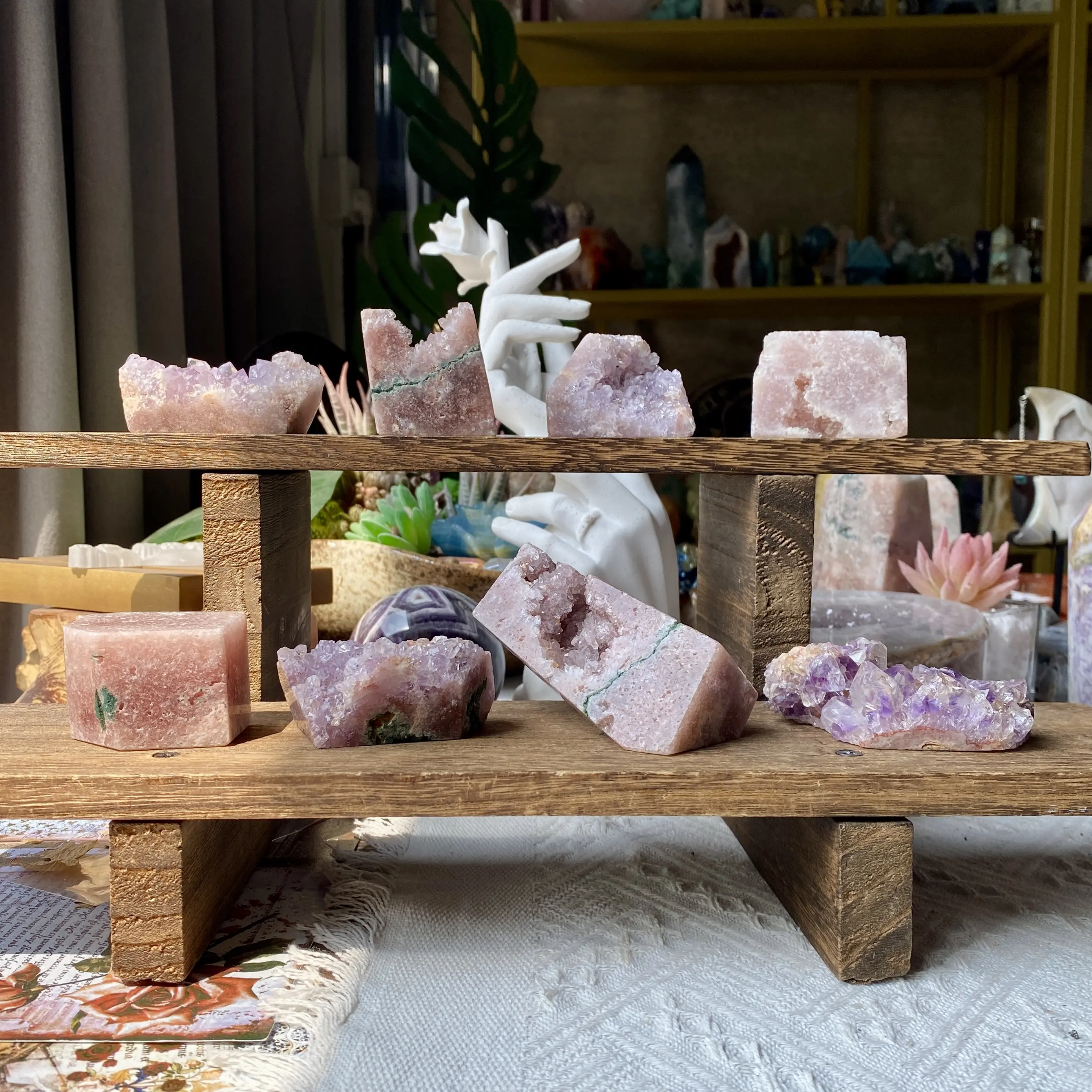Natural Crystal Pink Amethyst Free Form Collection