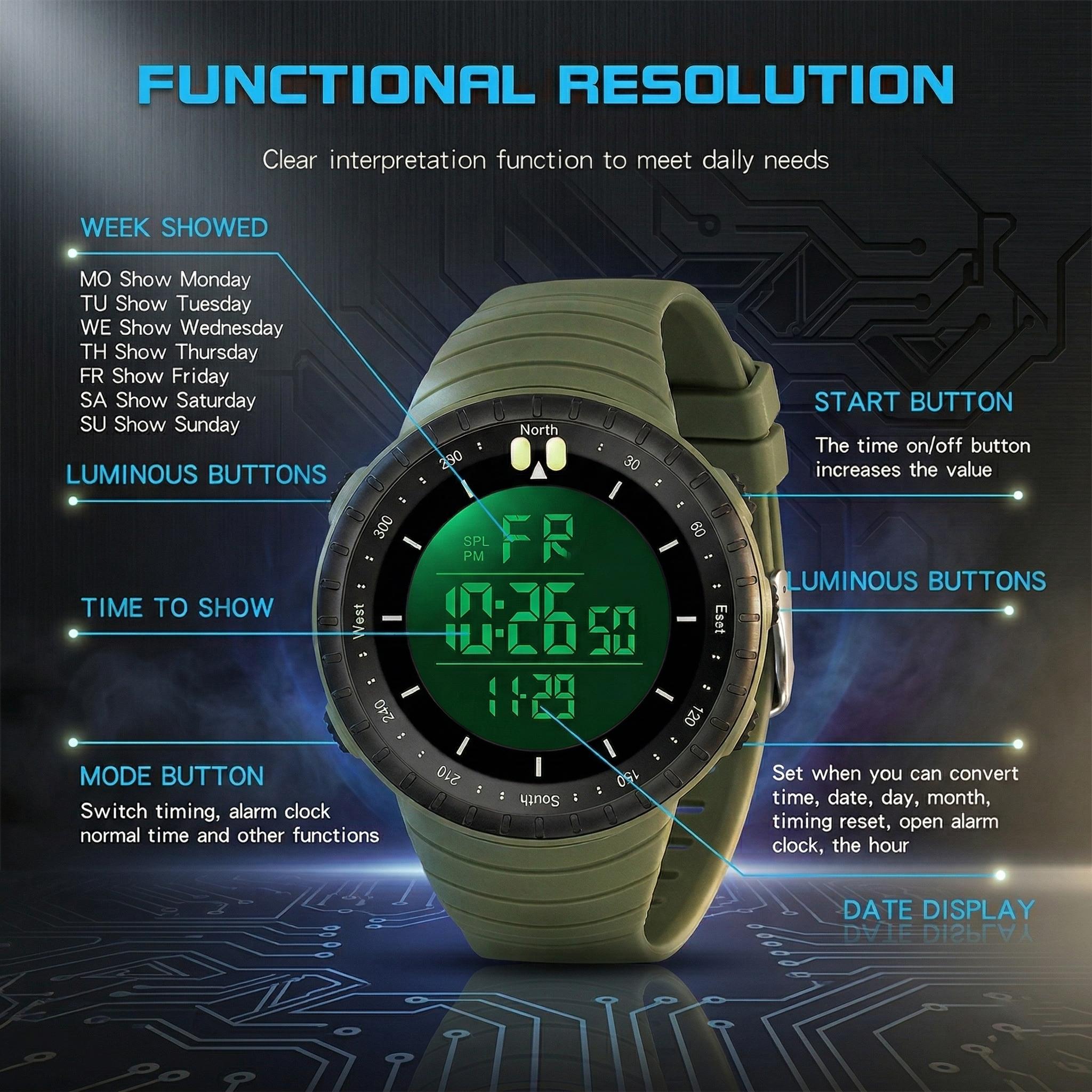 Men's Digital Sports Watch Waterproof Tactical Watch with LED Backlight Watches for Men Men's Digital Sports Watch Waterproof Tactical Watch with LED Backlight Watches for Men