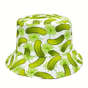 "Viral 2025 Cucumber Print Reversible Bucket Hat 🥒 🌞   Gender-Neutral Sun Shield for Coachella, Picnics & TikTok Prank Gifts |   Lightweight Dual-Sided Retro-Core Vibes + Eco-Friendly UV Defense"
