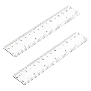 2 Pack 6 inch Clear Straight Shatterproof Transparent Plastic Rulers for Office Supply