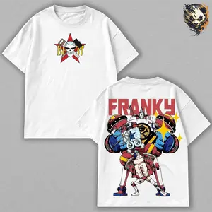 Franky Comfortable Tee – One Piece Anime Manga T-Shirt, Cyborg Shipwright Straw Hat Crew SUPER Power Soft Cotton Relaxed Fit Minimal Mechanical Graphic, Bold Pirate Aesthetic Unisex Casual Streetwear Gift