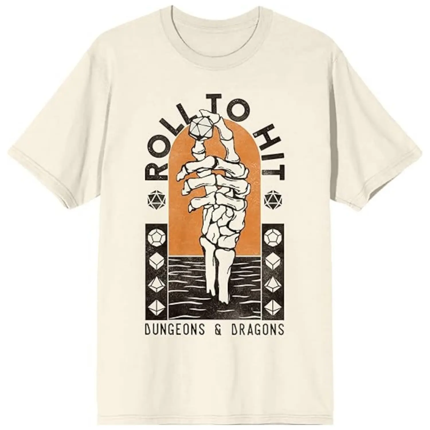 Dungeons & Dragons Skeleton Hand Roll to Hit Men's Natural Ground T-Shirt, Dungeons & Dragons Merch, Graphic Tee, Gift T-shirt, Dnd Tee, Y2k, Unisex Cotton Top Menswear Womenwear Streetwear Cotton Comfort
