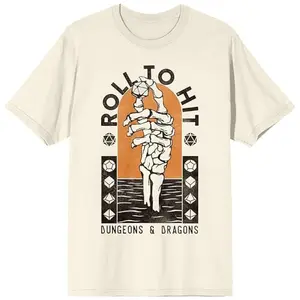 Dungeons & Dragons Skeleton Hand Roll to Hit Men's Natural Ground T-Shirt, Dungeons & Dragons Merch, Graphic Tee, Gift T-shirt, Dnd Tee, Y2k, Unisex Cotton Top Menswear Womenwear Streetwear Cotton Comfort