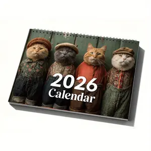 1pc Funny 2026 Cat Fashion Calendar Monthly Planner with Color Coded Calendar Grid and Monthly View A Stylish Gift for Cat Lovers, Fashion Schedule Tracker for Pet Owners, Christmas Party Gift Idea