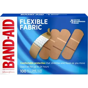 Band-Aid Brand Flexible Fabric Adhesive Bandages for Wound Care and First Aid, All One Size, 100 Count Kenvue
