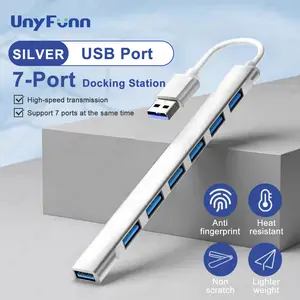7-in-1 USB C Hub, 7 Ports USB 3.0 Multi-port Splitter OTG Adapter, Type-C Expansion Dock Compatible with MacBook Pro Air, PC Lapt