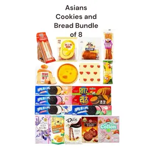 Asian Cookies and Bread Bundle Assorted Box Contains 4 Soft Cakes 4 Cookies Variety Pack