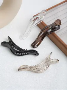 4pcs Simple Versatile Shiny One-Row Duckbill Clips, Hair Clip Set, High-Quality Half-Up Hair Clips for Thick Hair, Back-Of-The-Head Ponytail Holders