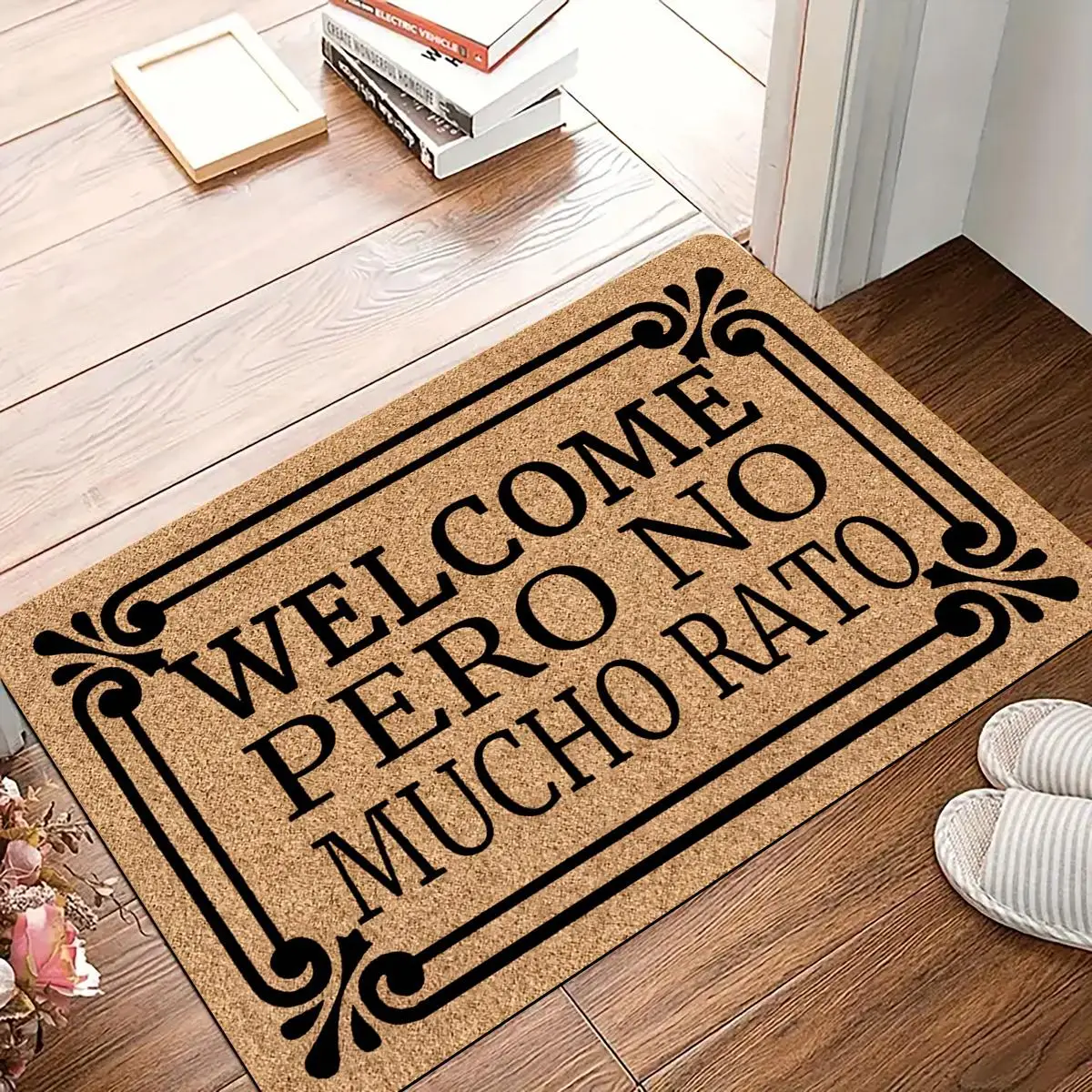 Welcome Letter Pattern Door Mat, 1 Count Non-slip Household Mat, Decorative Carpet for Home Living Room Bedroom Farmhouse