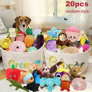 Random 20-piece dog plush toy gift set—durable and fun, featuring an interactive squeaky pet toy—ideal for dogs who enjoy chewing, includes various tug toys to keep dogs entertained, designed specifically for dogs.