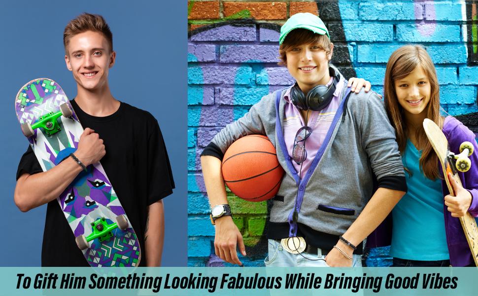 Handmade Gifts for Boys/Men-Love/Strength-Natural Gemstone Bracelet for Son Grandson Dad Boyfriend Husband Brother Nephew Uncle