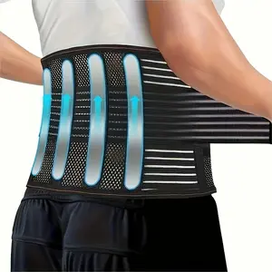 1pc Adjustable Back Brace for Lower Back with 4 Stays Steel Plates, Breathable Lumbar Support Straps for Sports, Home & Lifting At Work, Waist Compression Belt for Men & Women