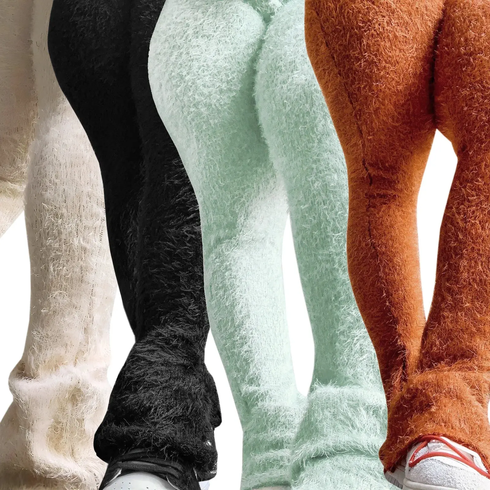 PLUS SIZE Suede Knitted Casual Flared Pants