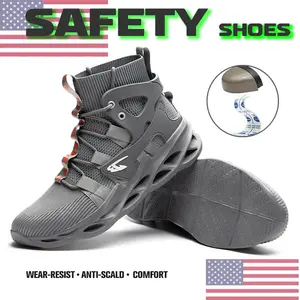 Oil Resistant High Top Breathable Anti Piercing Work Shoes Steel Capped Anti Crushing