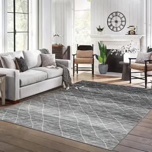 Modern Geometric Rugs Washable Area Rugs Soft Neutral Rugs Stain Resistant Non-Slip Suitable for Living Room Bedroom Office Playroom