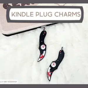 Kindle Dust Plug Charm, Halloween, Spooky, Red, Horror, Knife, Book Lover, Gift, Kindle Charm, Dust Plug