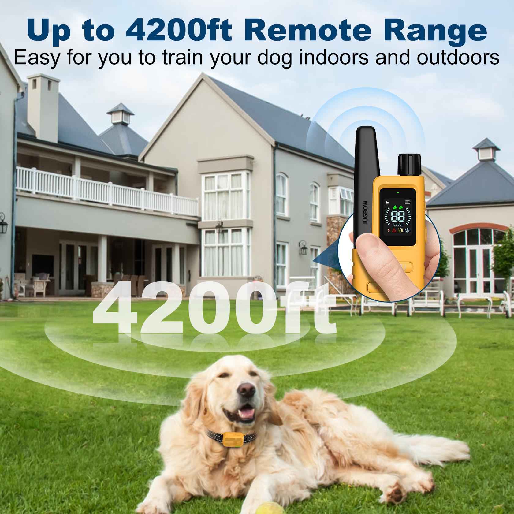 Jugbow Dog Collar - 4200FT Collar with Remote IPX7 Waterproof Collar with 4 Training Modes, Security Lock, Rechargeable e-Collar for All Breeds Outdoor