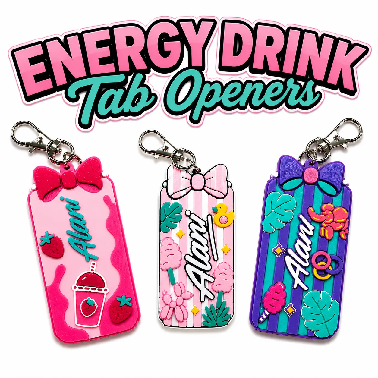 Energy Drink Tab Opener Keychain - Kitchen Utensil Gadget for Easy Energy Drink Tab Opening Portable Lightweight Colorful