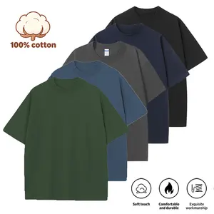 Men's Heavyweight Pure Cotton Basic T-Shirt, 230GSM Solid Color Unisex Oversized Tee, Fade Proof Plant Dyed Casual Top for Everyday Menswear Quick-Dry Moisture-Wicking Crew