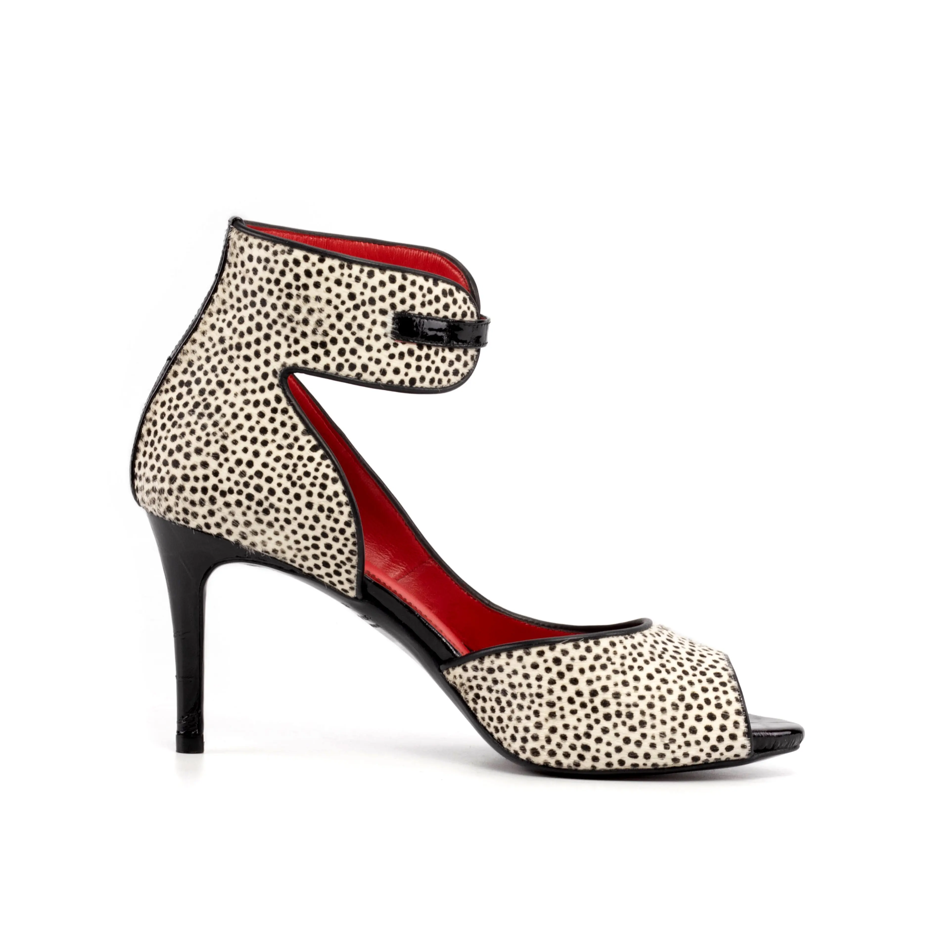 ShoeSwingers White & Black Cheetah Print Ponyhair  Peep-Toe Pump women heels