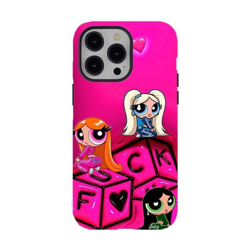 Powe.rp.u.f.f G.irls Y2K Aesthetic Pink, Sweet Two-In-One Drop-Resistant Mobile Phone Case