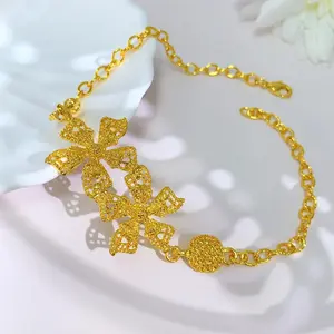 ANIID Luxury Dubai 24k Gold Color Charm Bracelet For Women Arabic Bridal Nigerian Bangles Wedding Gift African Jewelry Party