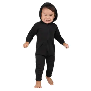 Pitch Black Infant Footless Hoodie Onesie
