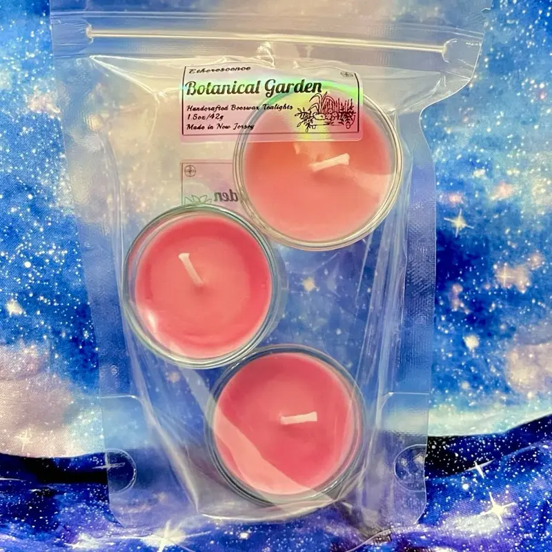 Handmade Tealight Candles Botanical Garden Scented Beeswax 3 Pack Glass Containers Fresh Floral Aroma