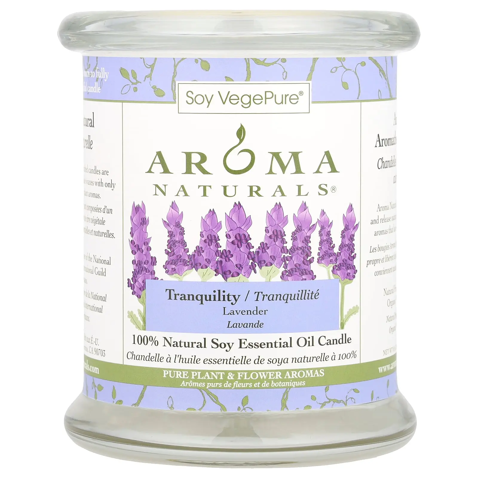 Aroma Naturals Soy VegePure®, 100% Natural Soy Essential Oil Candle, Tranquility, Lavender, 8.8 oz (260 g)